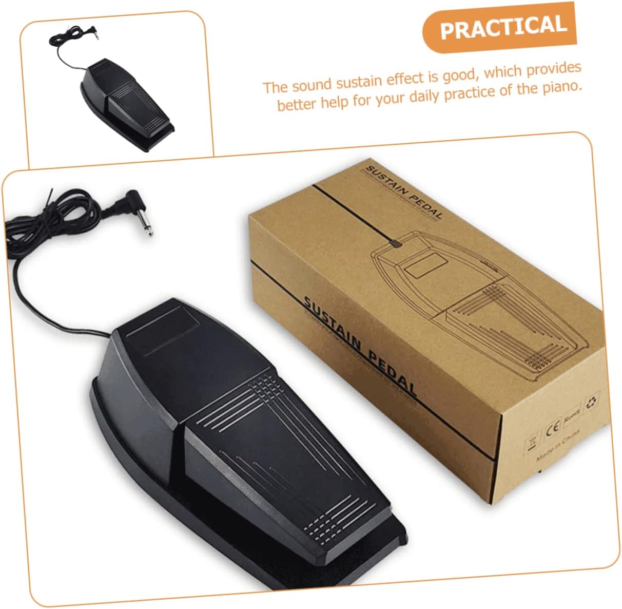 Portable Widened Piano Sustain Pedal for Electronic Keyboards Non- Design Easy Replacement for Damaged Pedals for Beginners and Professionals