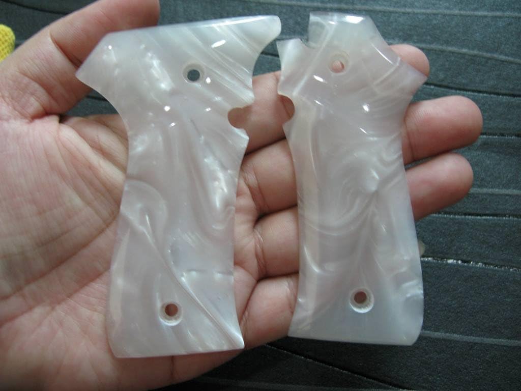 New Grip for Llama 380 ACP Pistol Grips, White Pearl Color Polymer Resin, Thai Handmade and Ship from Thailand