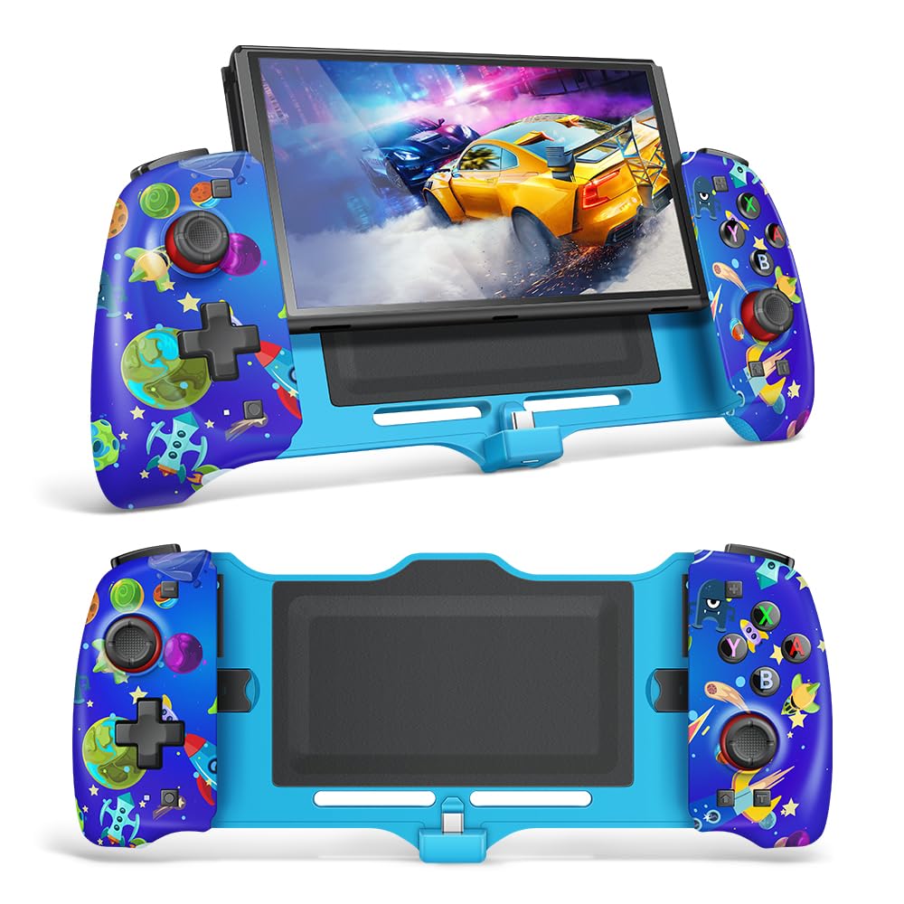 Controller for Nintendo Switch - USB-C Plug & Play, 15V PD Fast Charging, Dual Vibration & 6-Axis Gyro, 3 Turbo Speeds, Protect Console, Easy Setup (Blue)