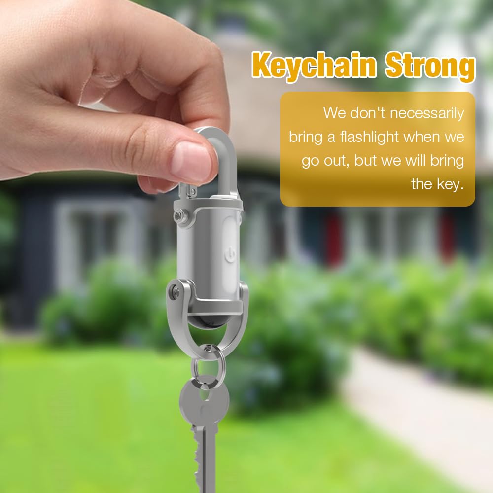 Mini Lampe De Poche Porte-clés étanche 1200 Lm Ultra Lumineuse LED Lampe De Poche Portable Avec Batterie Externe Et 8 Modes Pour Camping, Randonnée, Urgence (blanc