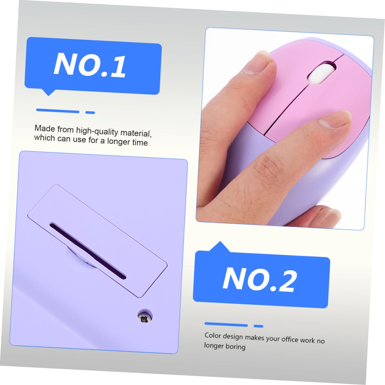 DOITOOL Pack Teclado y Ratón Inalámbrico Material Escolar de Oficina Diseño Ergonómico 110 Teclas Compatibles Portátil y Pc