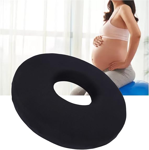 Donut Pillow for Tailbone Pain Relief and Hemorrhoids, Circular Shaped Anti Bedsore Cushion for Seat Chair Wheelchair, Black Lightweight Seat Cushions for Elderly Pregnant and Disabled (13.8in)