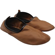 Womens Indoor Leather Slippers Tan Color Traditional Babouche House Shoes Barefoot Moccasin