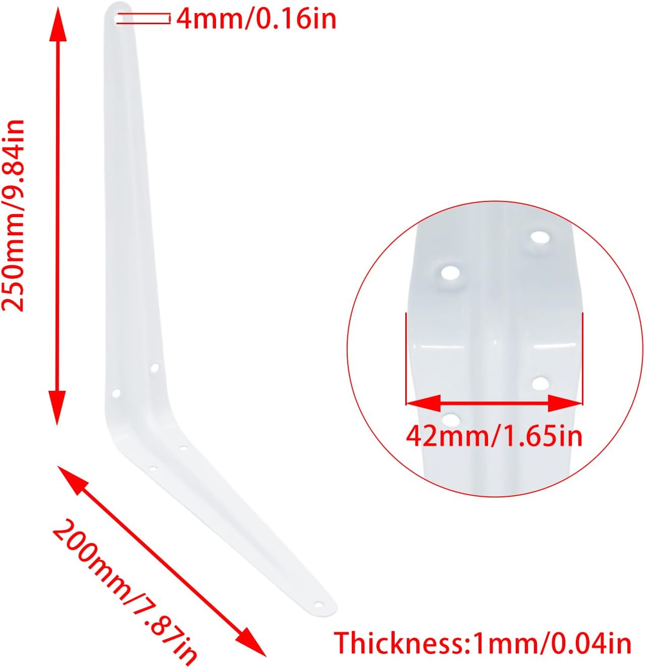 24Pcs 10 x 8 Inch White Shelf Brackets, Heavy-Duty Metal Steel Corner L Brackets for Shelves Shelf, Bookshelf, Garden Boards, Wall Hanging Shelves Decoration Clapboard