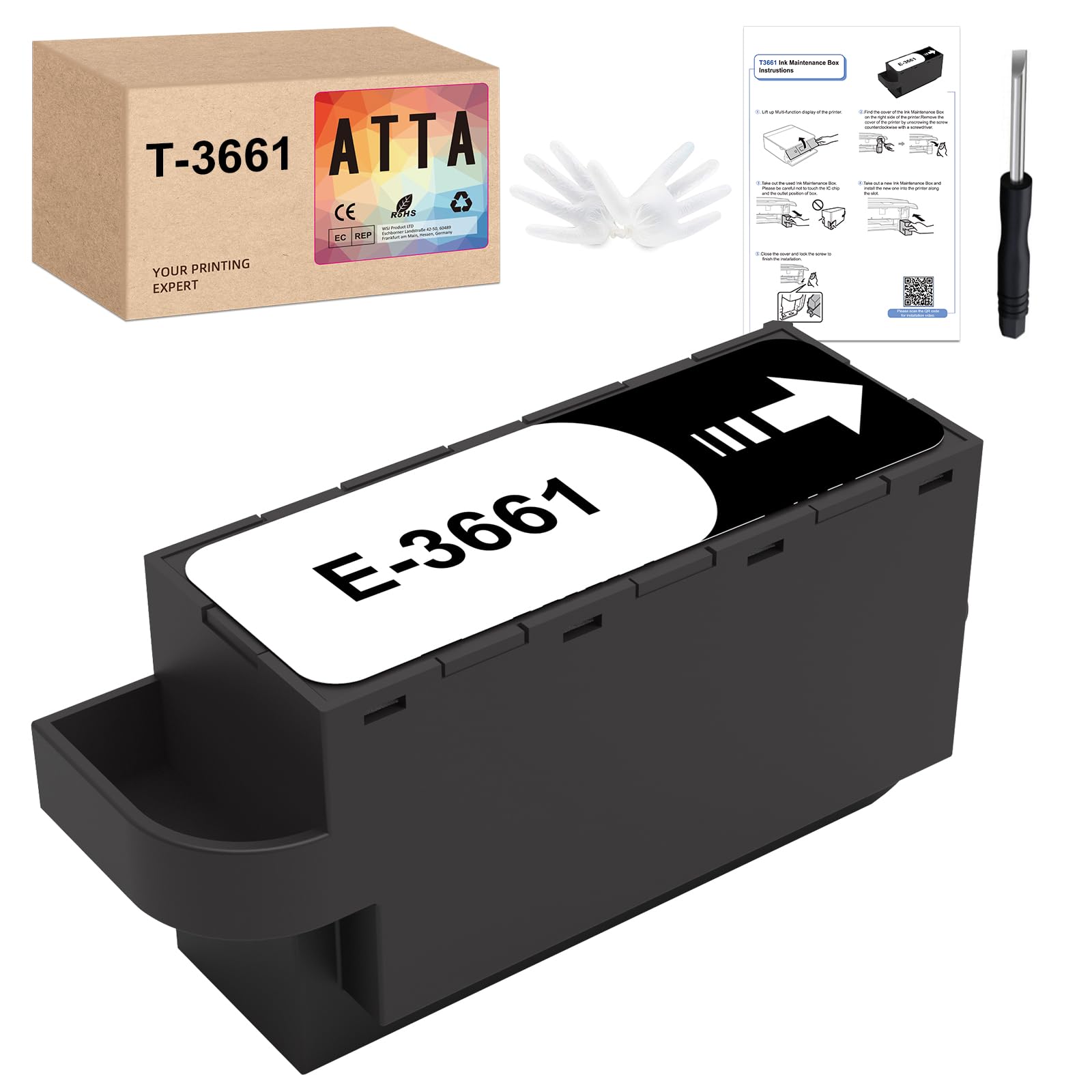 ATTA T3661 Ink Maintenance Box, C13T366100 Maintenance Tank Work with ...