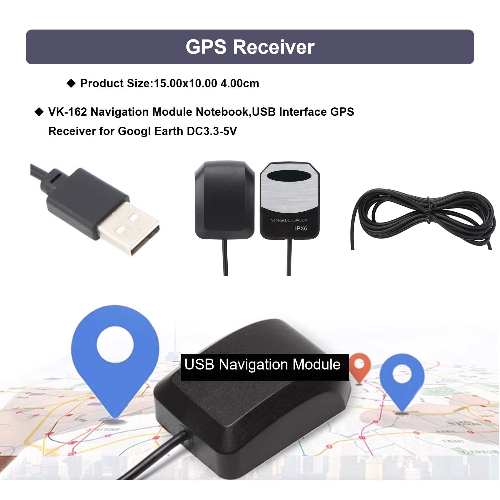 Module Récepteur GPS VK-162 USB - 3.3-5V Pour Navigation PC Et Cartographie