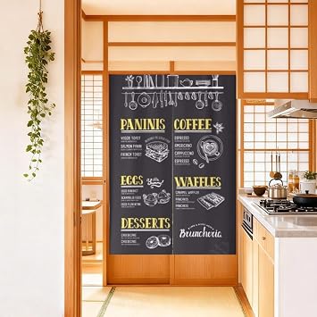 MYRU Japanese Curtain Noren Japanese Curtain for Restaurant Closet Door Entrance Feng Shui Doorway Curtain (Dark Gray Coffee,33.5 Inches x 59 Inches)