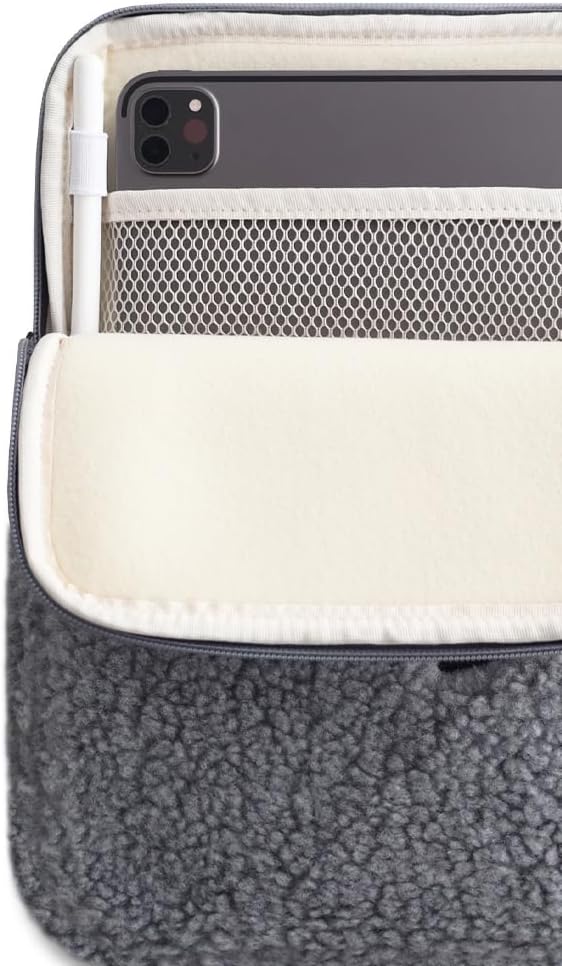 Pluffy Ha-Chan Tablet Pouch 11 inch - Tablet Sleeve Kindle Pouch Bag Case 9 10 inch E-Readers Embroidered Cute Character Puffy Korean Goods for Women (Grey) - Image 6