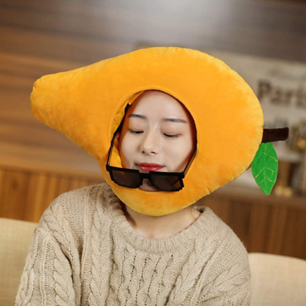for Creative Mangoes Shape Plush Hat Funny Fruit Stuffed Headgear Cosplay Party
