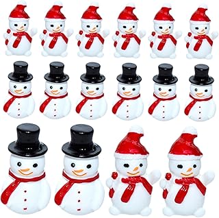 Amosfun Mini Snowman Christmas Characters Resin Ornament Christmas Toy Snowman Cake Topper