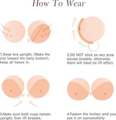 Miniatura 6 de Wingslove - Brasier adhesivo de realce, reutilizable, sin tirantes, autoadhesivo, invisible, para vestido sin espalda
