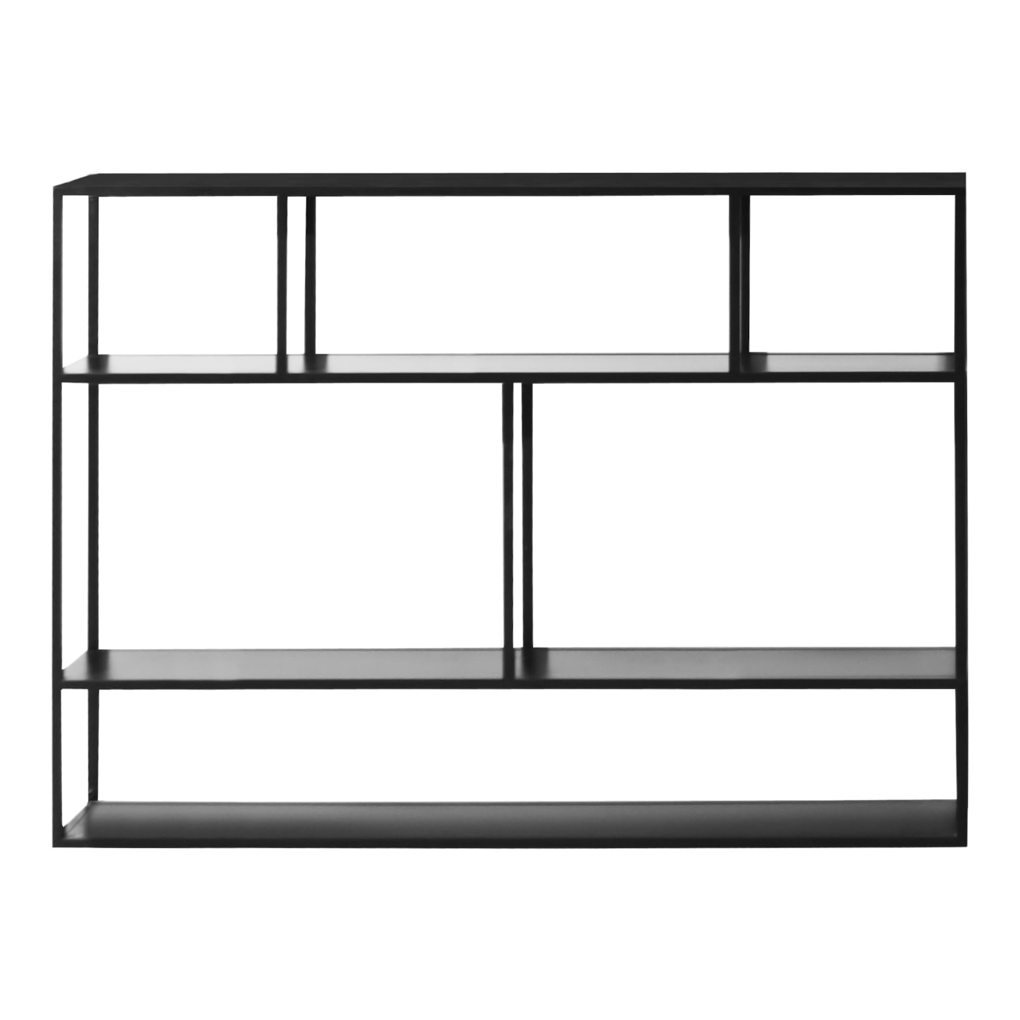 [en.casa] Scaffale da Parete con Scomparti Aperti Scaffale Pensile in Acciaio Mensola da Muro Libreria da Parete Stile Industriale 90 x 120 x 18 cm - Nero, opaco