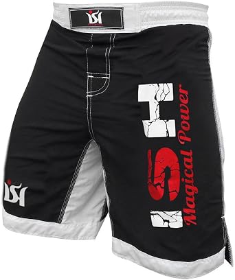 MMA Fight Kick Boxing Shorts Cage Fight Grappling Muay Thai Boxing Kick Boxing Martial Art Training Clothing Uniform X-Small 30-32" Black/White