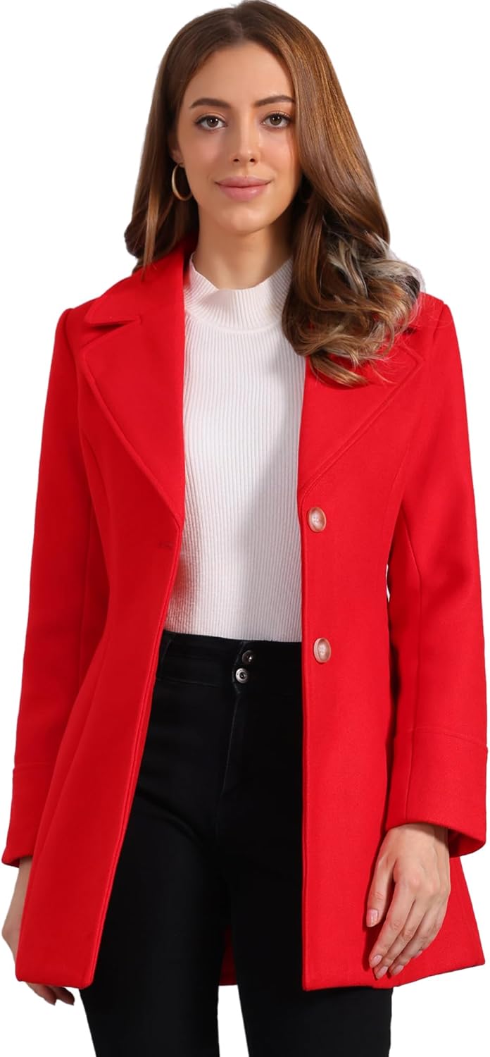 Allegra K Women's Elegant Overcoat Notched Shawl Collar Single Breasted Outerwear Winter Long Coat