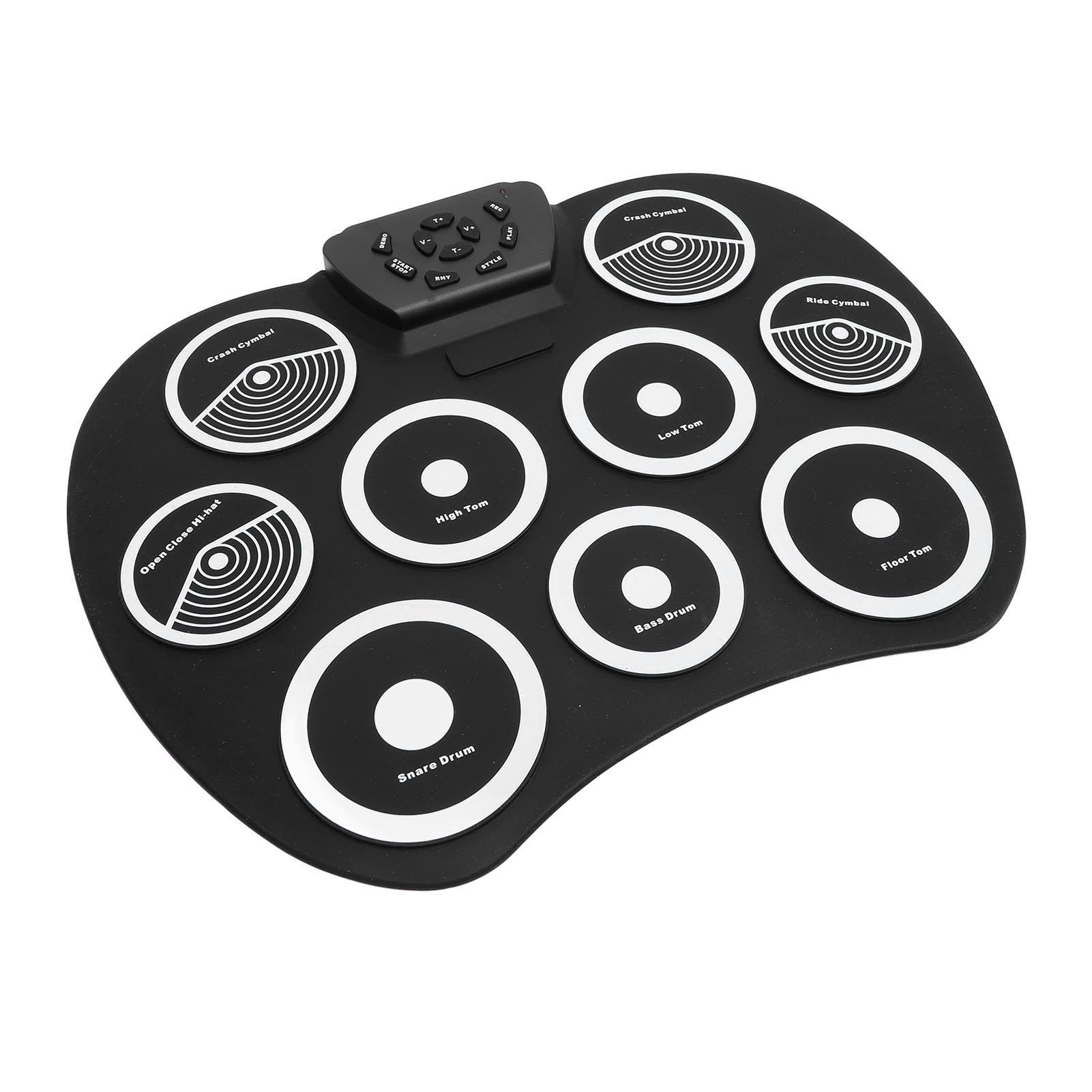Bewinner Batería Electrónica Enrollable, Kit de Batería de Práctica Portátil de 9 Pads con Conector para Auriculares de 3,5 Mm y Conexión MIDI, 7 Tonos de 10 Ritmos para Niños Principiantes Adultos
