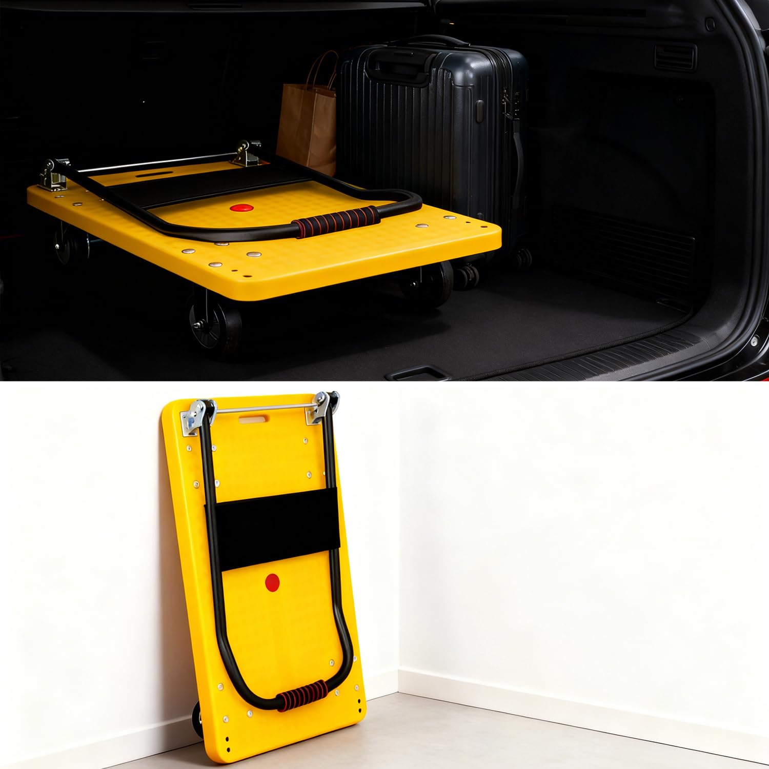 Transportwagen Klappbar, Bai You MEI Plattformwagen Rollwagen 100kg, 70x46cm Leicht Einkaufswagen Transportkarre Große Fläche Wagen Lagerwagen Transporthilfe Umzughelfer rutschfest Umzüge