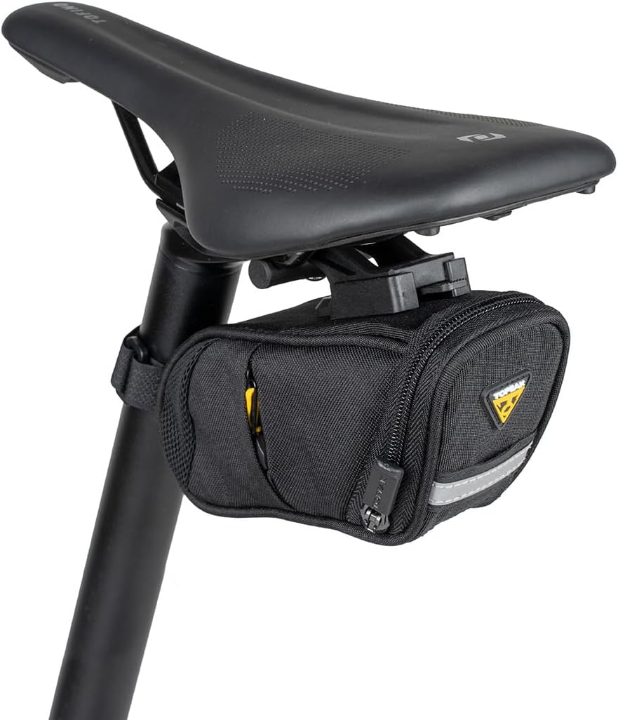 Topeak Aero Wedge Pack DX Small – 0.5 L Expanding Under‑Saddle Bag with QuickClick F25 Mount, Reflective Strip & Side Tool Pockets