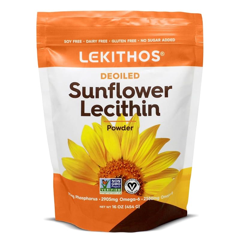 Lekithos Lecitina de Girassol em Pó Desoleificada 1760 mg de Fosfatidilcolina por Porção 454 g