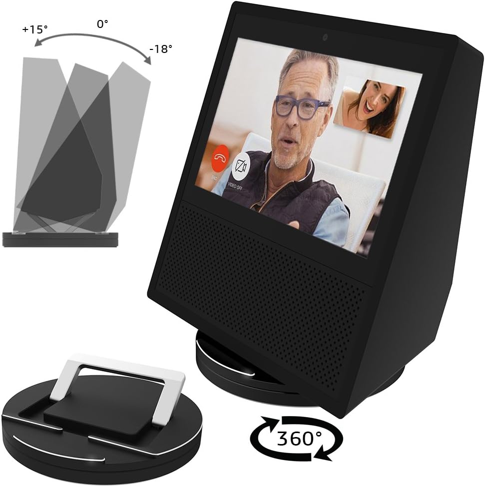 ATOPHK Echo Show 5&8 and 1 Stand, Echo Spot Stand, Aluminum Stand for Amazon new Echo Show (2nd Gen) Spot Speaker Accessories, Horizontal 360 Rotation, Longitudinal Angle Change Base Black ES002-01