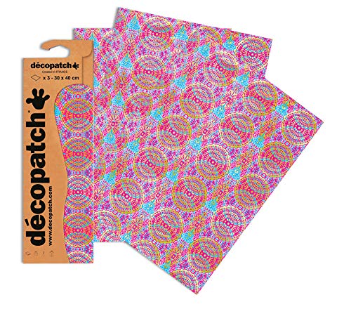 Décopatch C394O Papier Rosa Goldene Kreise 3er Pack
