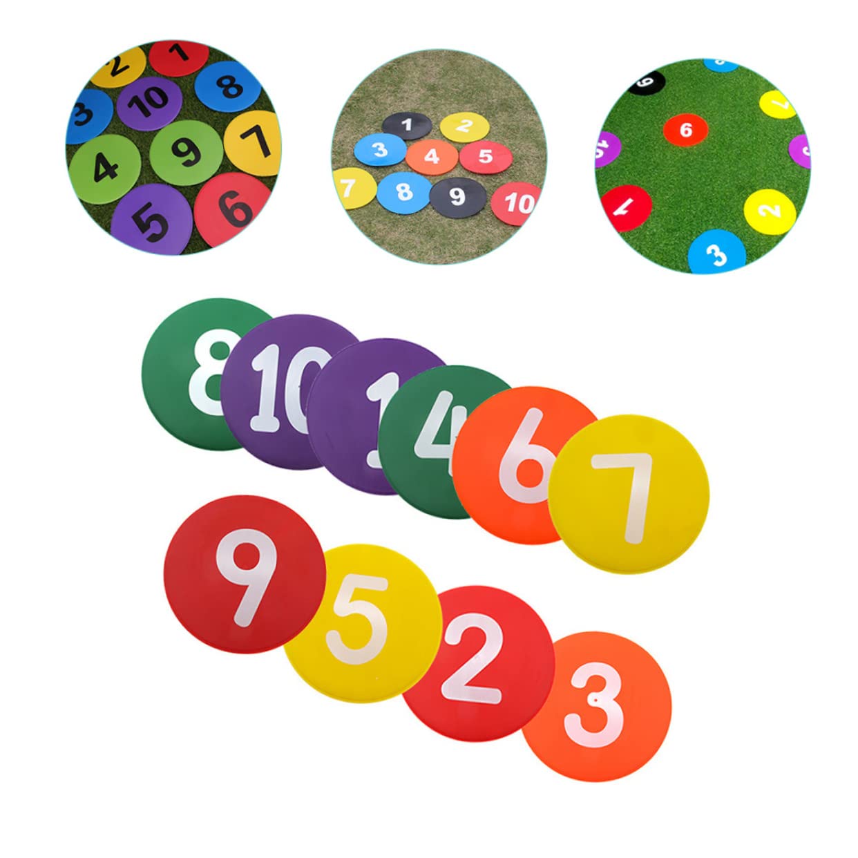 Garneck 10stücke Fußball Trainingsmarkierungsdiscs Sportgeräte Für Fußballtraining Nummerierte Marker Praktische Bodenmarkierungen Zufälligen Farben Für Trainer Und Athleten