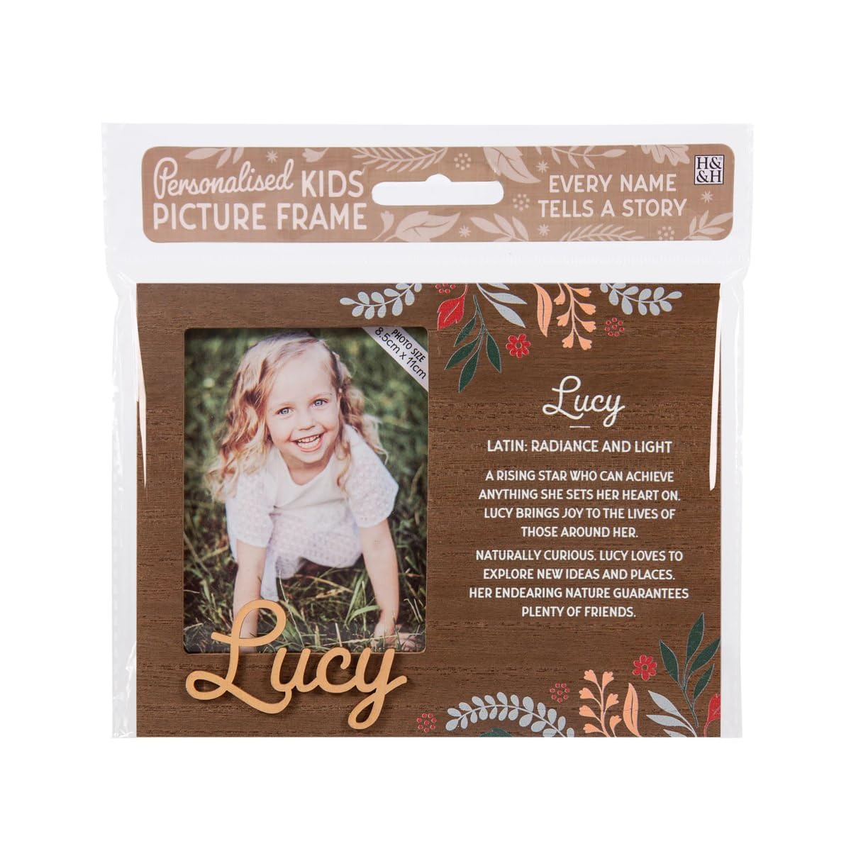 B&Q -  Pre-Personalised Picture Frame With Child's Name And MeaningLucyFor 8.5 X 11Cm PhotoOver 90 Titles Available