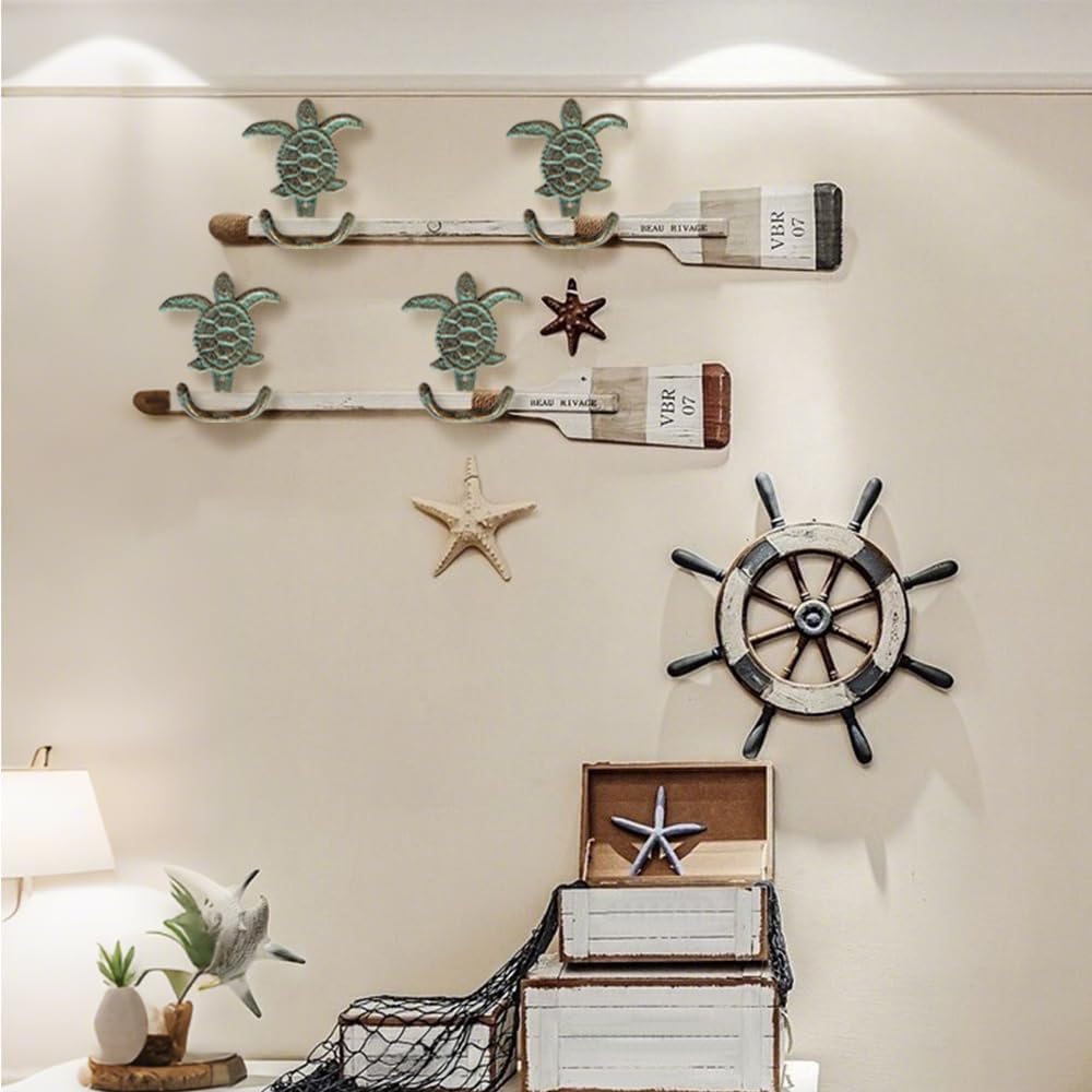 Cast Iron Sea Turtle Double Coat Hook Bronze with Green Verdigris,Decorative Wall Hooks Gift(1) - Image 4