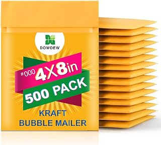 Kraft Bubble Mailers [500 Pack] Shipping Mailing Packing Padded Envelopes #000 (4" x 8")