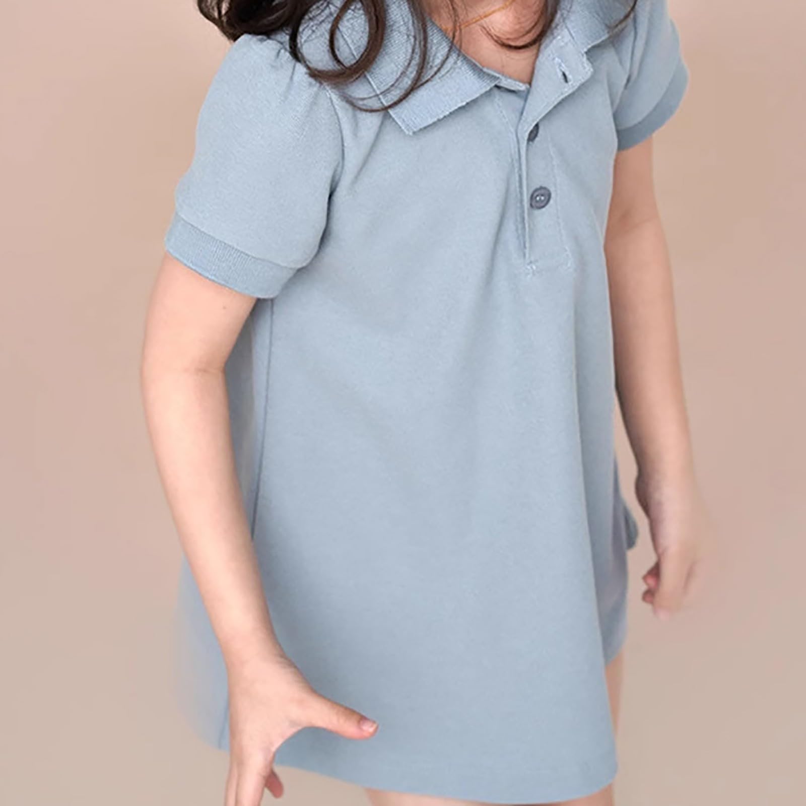 Vestido de verano para niñas, vestido polo de manga corta para niños, casual, deportes, escuela, tenis, golf, suave, cómodo, para vacaciones, vestidos acampanados