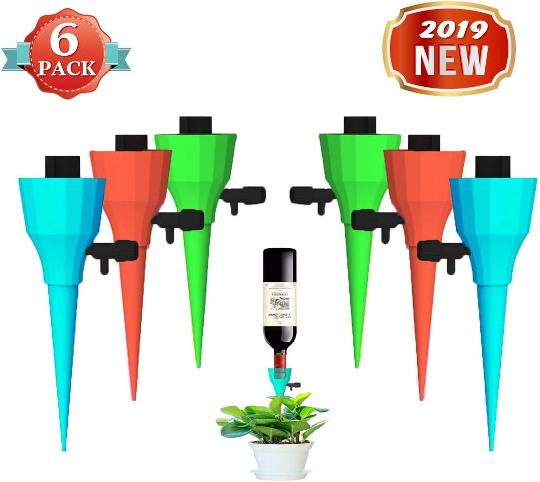 Plant Self Watering Spikes with Slow Release Control Valve, Automatic Watering Devices Constant Pressure, Vacation Plant Irrigation Waterer, Watering Bulbs for Bottles, Self Watering Sticks, 6PCS