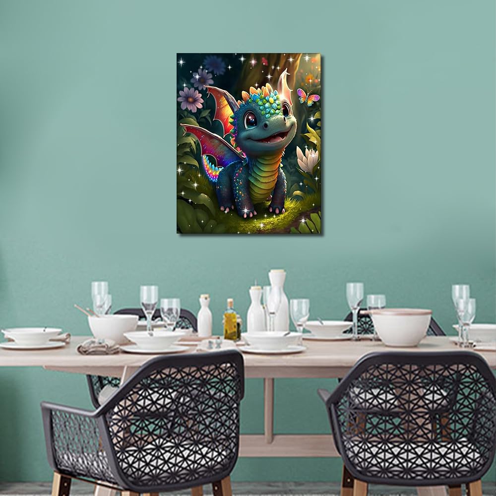 Elftoyer Malen Nach Zahlen Set – Dinosaurier Motiv, 30,5x40,6 Cm Leinwand, Mit Farben & Pinseln, Für Kinder & Erwachsene
