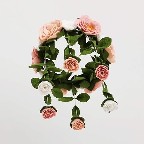 Miniatura 3 de Móvil para cuna Móvil colgante de madera para cuna, decoración floral hecha a mano para niñas, regalo de ducha perfecto (rosa fieltro) también se
