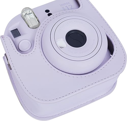 Miniatura 5 de Instant Mini 12 - Funda protectora para cámara Fujifilm Instax Mini 1211, piel sintética de alta calidad con bolsillo y correa extraíble y ajustable