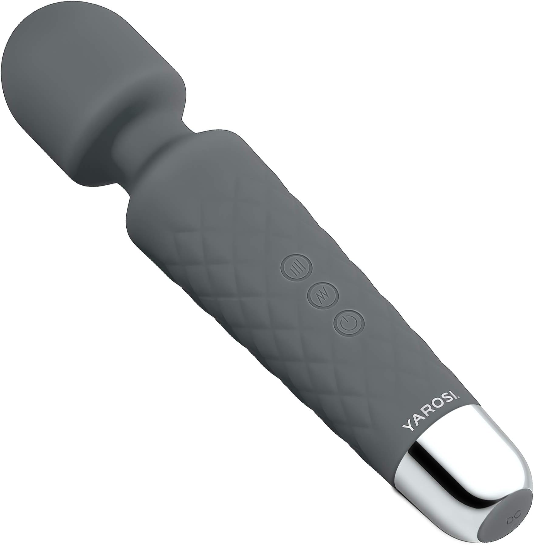 Yarosi Personal Wand Massager Strongest Therapeutic Vibrating Power - Best Rated for Travel Gift - Magic Stress Away - Perfect for Muscle Aches and Sports Recovery - USB - Grey