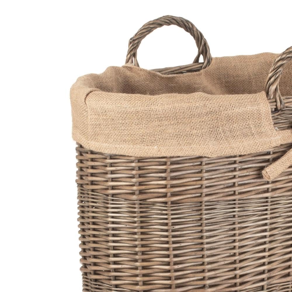 Red Hamper dell' Assia Foderato Ovale Log e Cestino