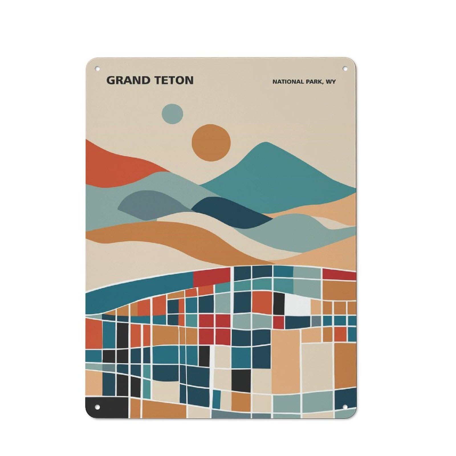 Junmoney Style-20 Grand Teton National Park Vintage Tin Wall Plaque 40X30cm For Hobby Room Or Studio, A Decorative Metal Sign For Hobby Rooms And Studios
