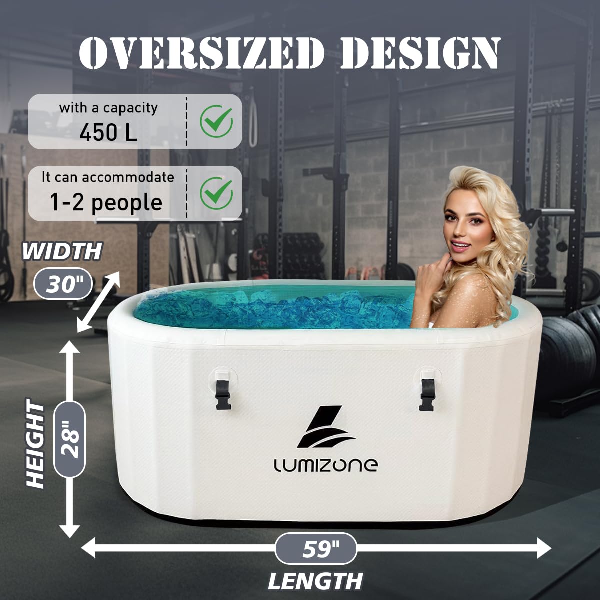 Foto de Lumizone Inflatable Cold Plunge Tub 132 Gallons Capacity Ice Bath Portable Ice Bath Tub Compatible With Water Chillers with Lid Drop Stitch PVC Double Layer Seals Oversized for Athletes (imagen 63)