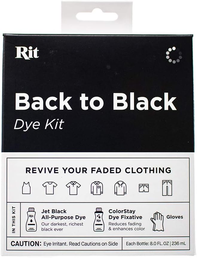 Rit Back to Black Dye Kit - Restore Your Faded Color Back to a Vibrant Black - Includes ColorStay Dye Fixative and Gloves