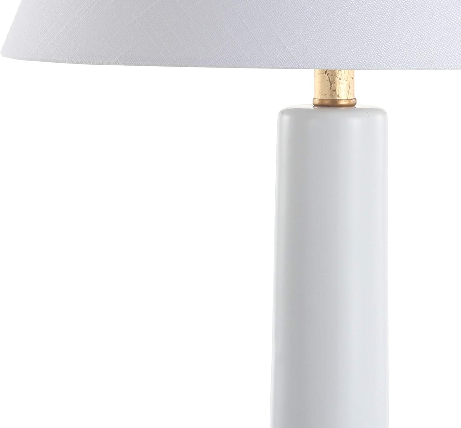 JONATHAN Y 29" White/Brass Ceramic Table Lamp for Bedroom, White Linen Shade, Mid-Century Modern Gourd Bedside Lamp for Living Room, LED Bulb Included (JYL6207B)