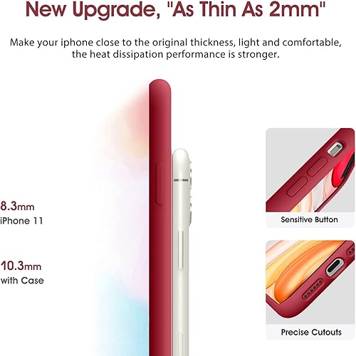 Miniatura 5 de Funda de silicona líquida para iPhone 11 (6.1 pulgadas), resistente a los arañazos, antihuellas, a prueba de golpes, funda protectora delgada, funda