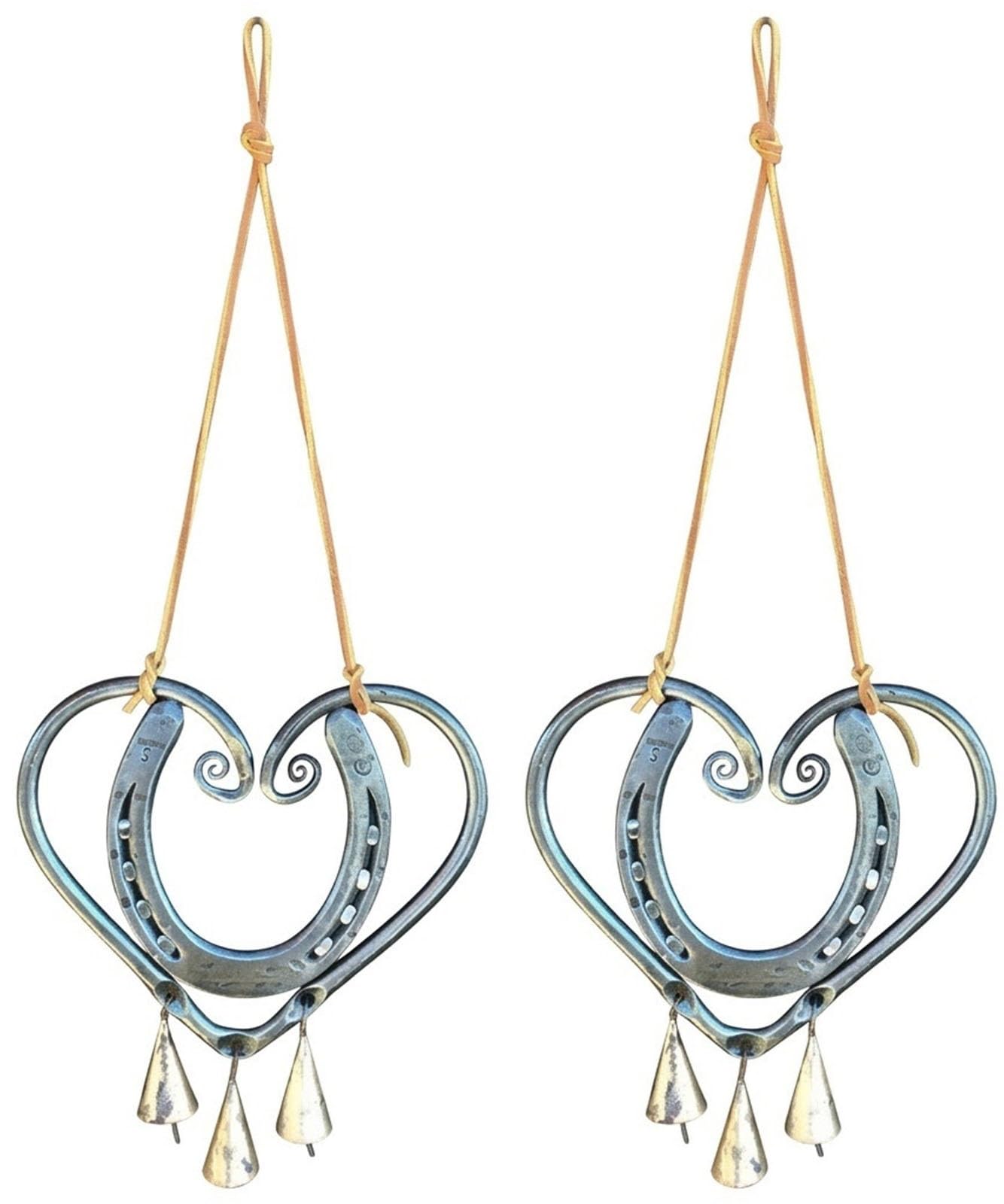 The Horseshoe Heart Wind Chime, Handcrafted Metal Lucky Love Wind Chime