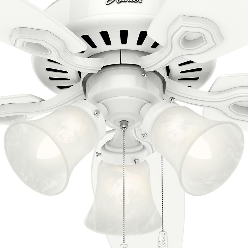 80% Off Discount Hunter Fan Company 53236 Hunter Builder Plus Indoor Ceiling Fan with Lights and Remote Control, 52, Snow White Finish