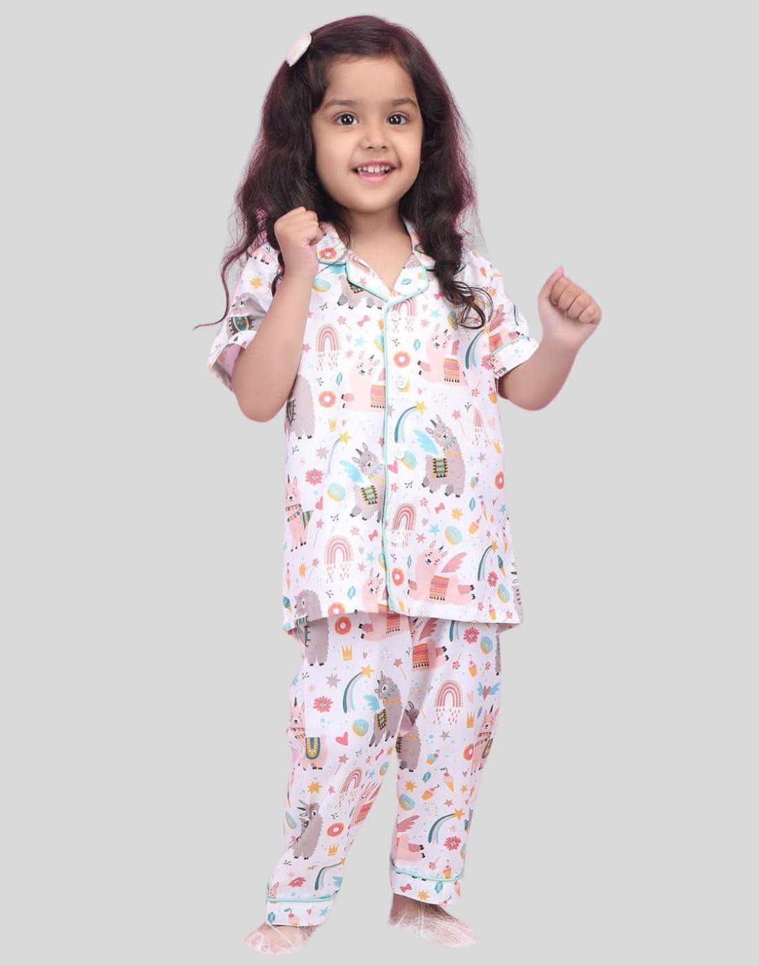 POLKA TOTS Half Sleeve Night Suit for Baby Kid - White - 3-4 Y - Image 5 thumbnail