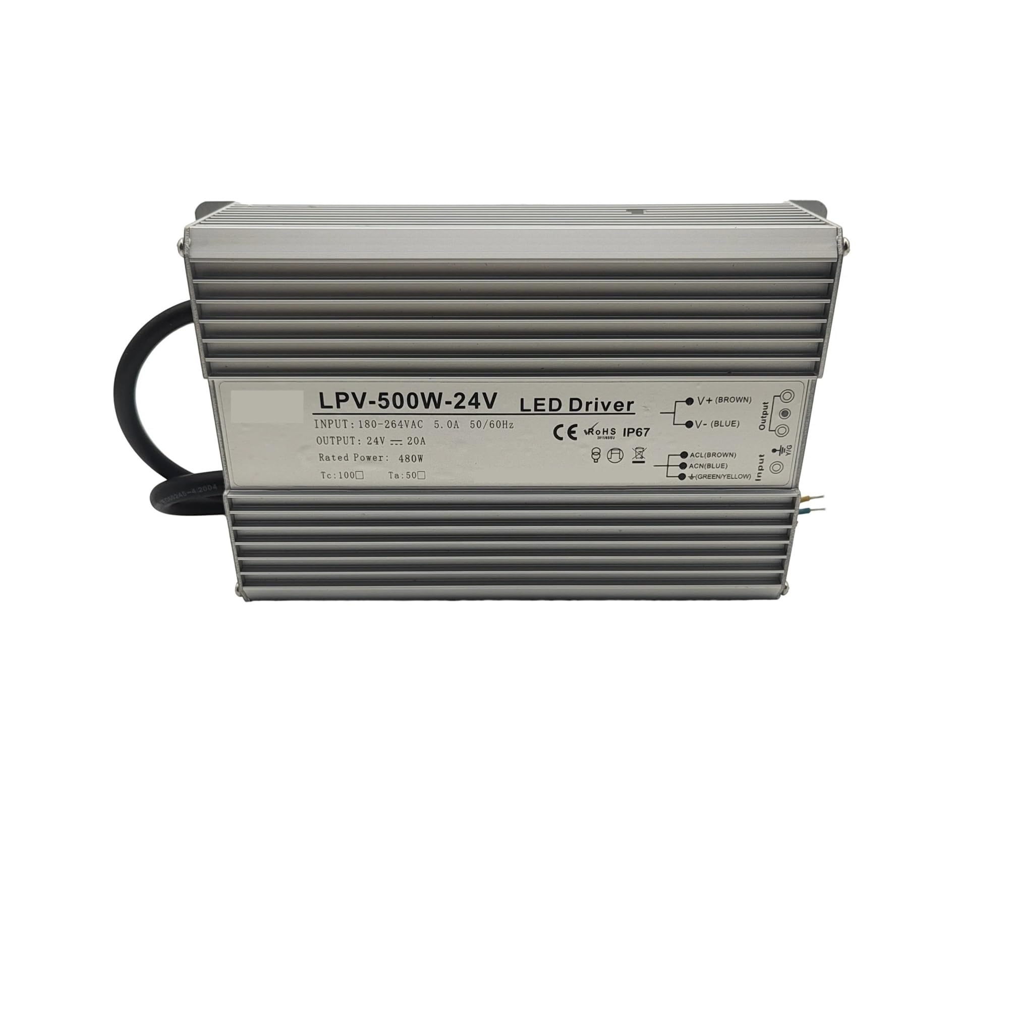 JGNAYRKJQI 500W Waterproof Power Supply 24V 36V 48VDC Outdoor Waterproofing Switching Power Supply LPV-500W