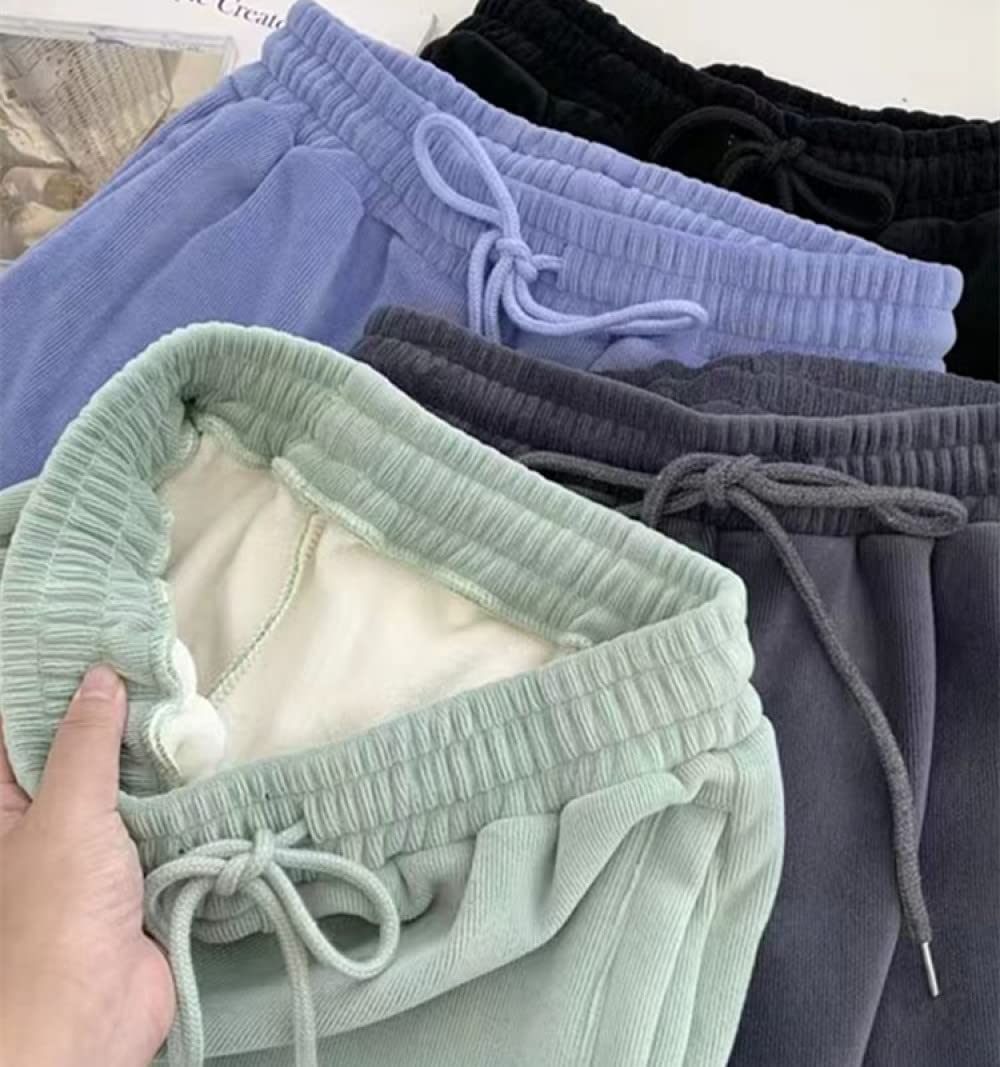 Pantalones De Pierna Ancha Para Mujer - Moda Fleece Cálido Pierna Ancha, Pantalones Rectos Acolchados De Otoño E Invierno, Pantalones Engrosados Suaves Pantalones Deportivos Elásticos Casuales, Re