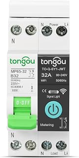 TONGOU Disjoncteur wifi Commutateur- 32A | 1 Phase Compteur d'Énergie rail din wi-fi |Intelligent Disjoncteur Type…