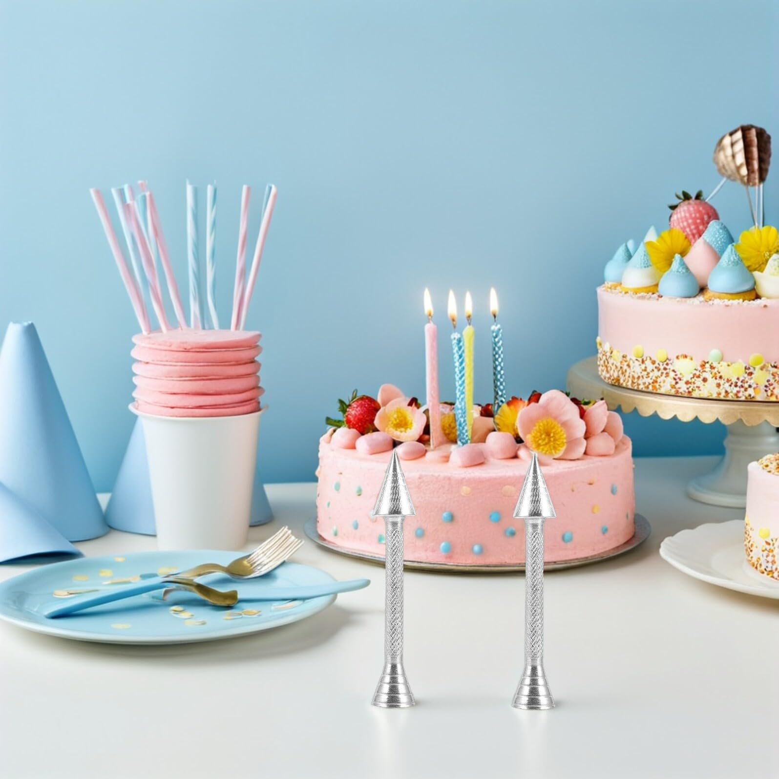 Ipetboom 8 Pezzi Kit Strumenti per Decorazione Torte in Lega di Alluminio Bastoncini per Ghiacciare e Creare Fiori Riutilizzabili e Leggeri per Pasticceria Casa e Professionisti