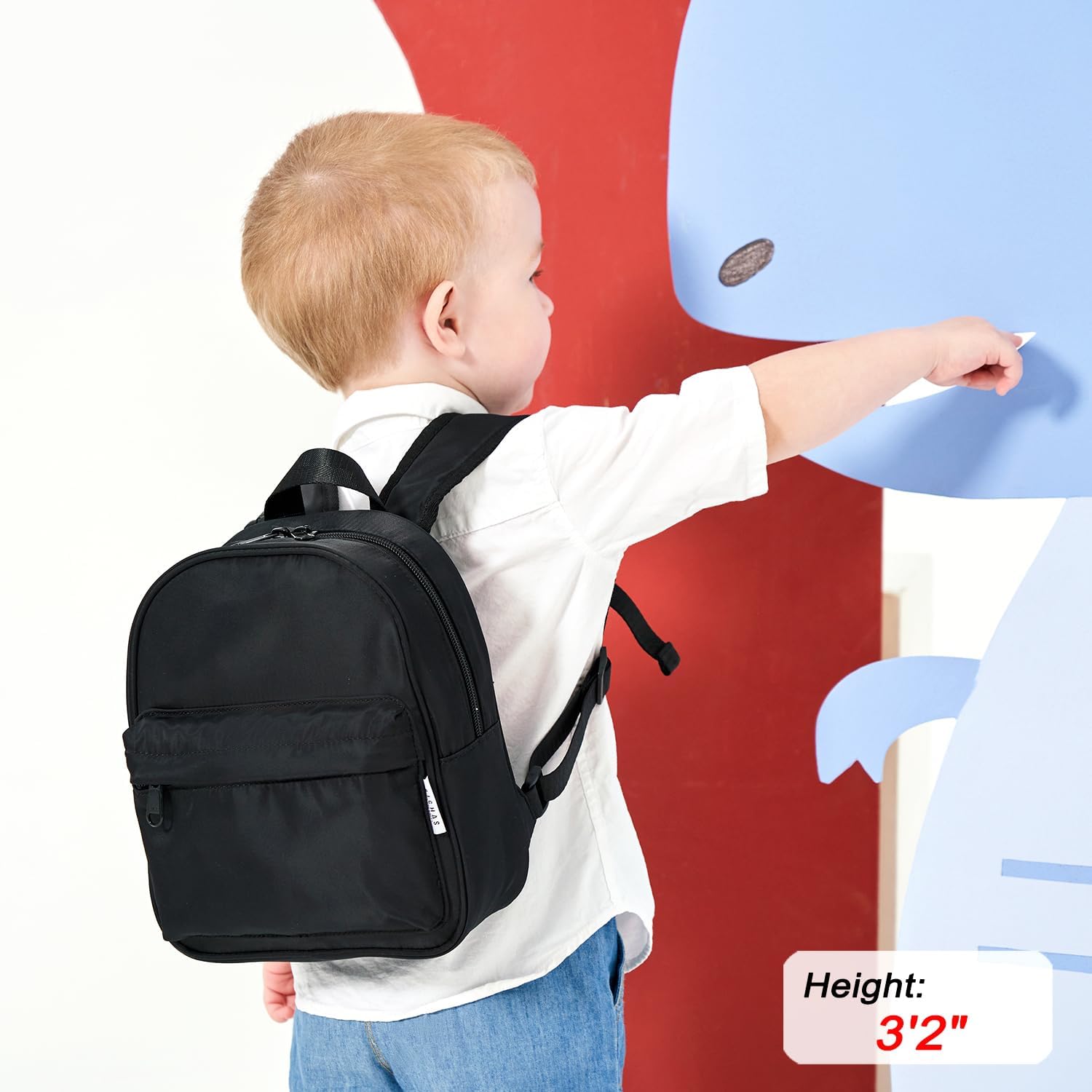 Lightweight Toddler Kids Backpack with Chest Strap For Boys and Girls, Preschool Kindergarten 3-6 Years Old 30 Colors (Black) - Image 3