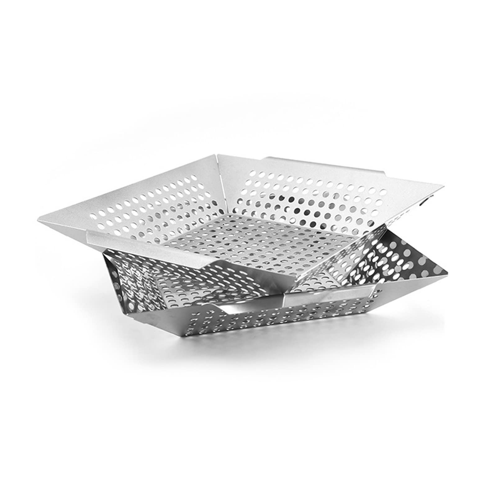 Perforowane kosze grillowe ze stali nierdzewnej - kosz grillowy na świeżym powietrzu, do grillowania warzyw, owoców morza i mięs, akcesoria do grillowania w kuchni /96(Small and Large)