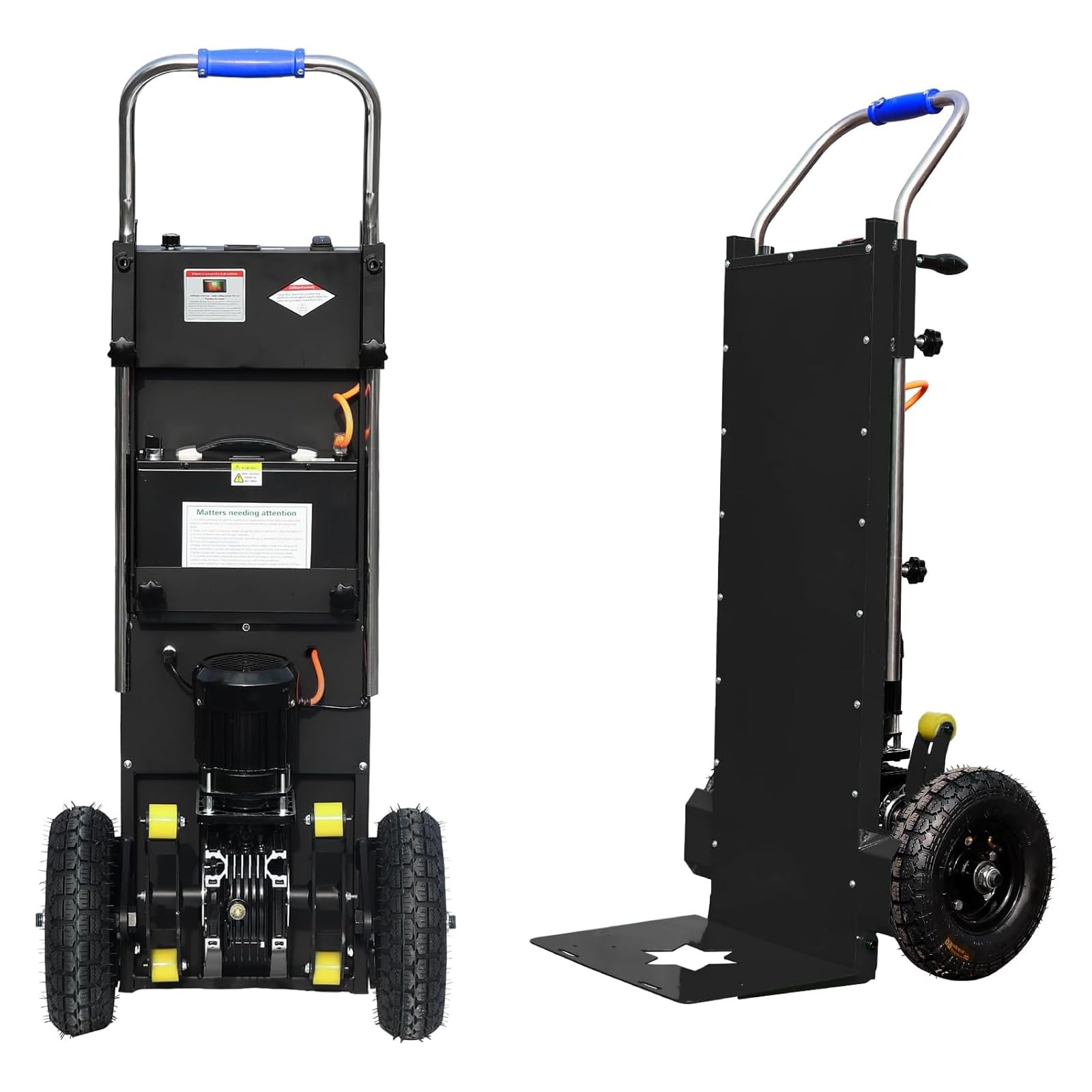 Carretilla de Mano Eléctrica de 1500 W con Capacidad de Carga de 400 Kg, Soporta Escaleras y Descensos para el Transporte de Muebles,A